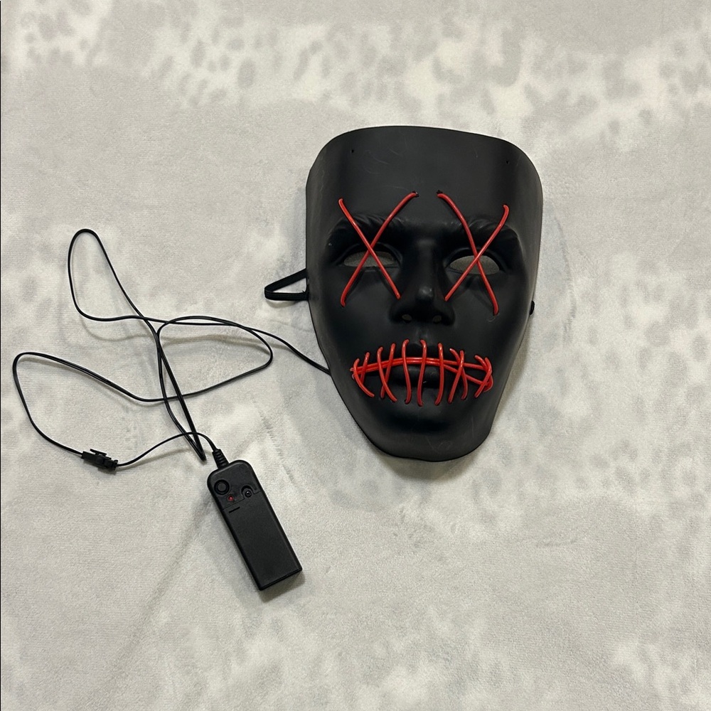 Kid’s Black LED Mask with Red Stitching